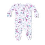 Golf Carts and Flowers - 2 Way Ruffle Back Zipper Footie
