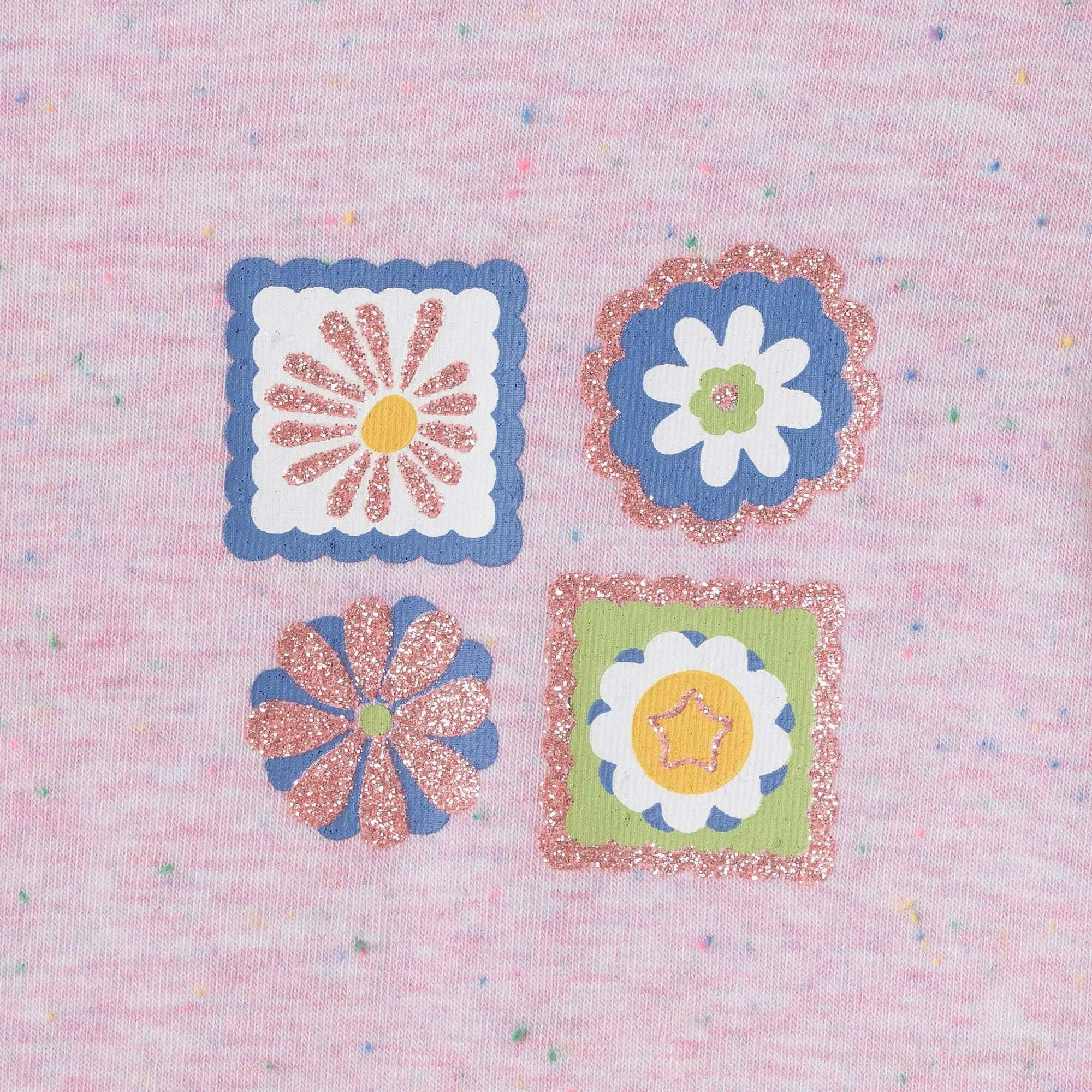 Girls Speckled Long Sleeve Tee| Pink Flowers