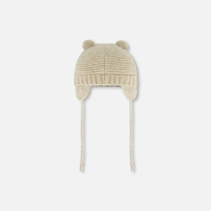 Knit Hat With Ears Beige