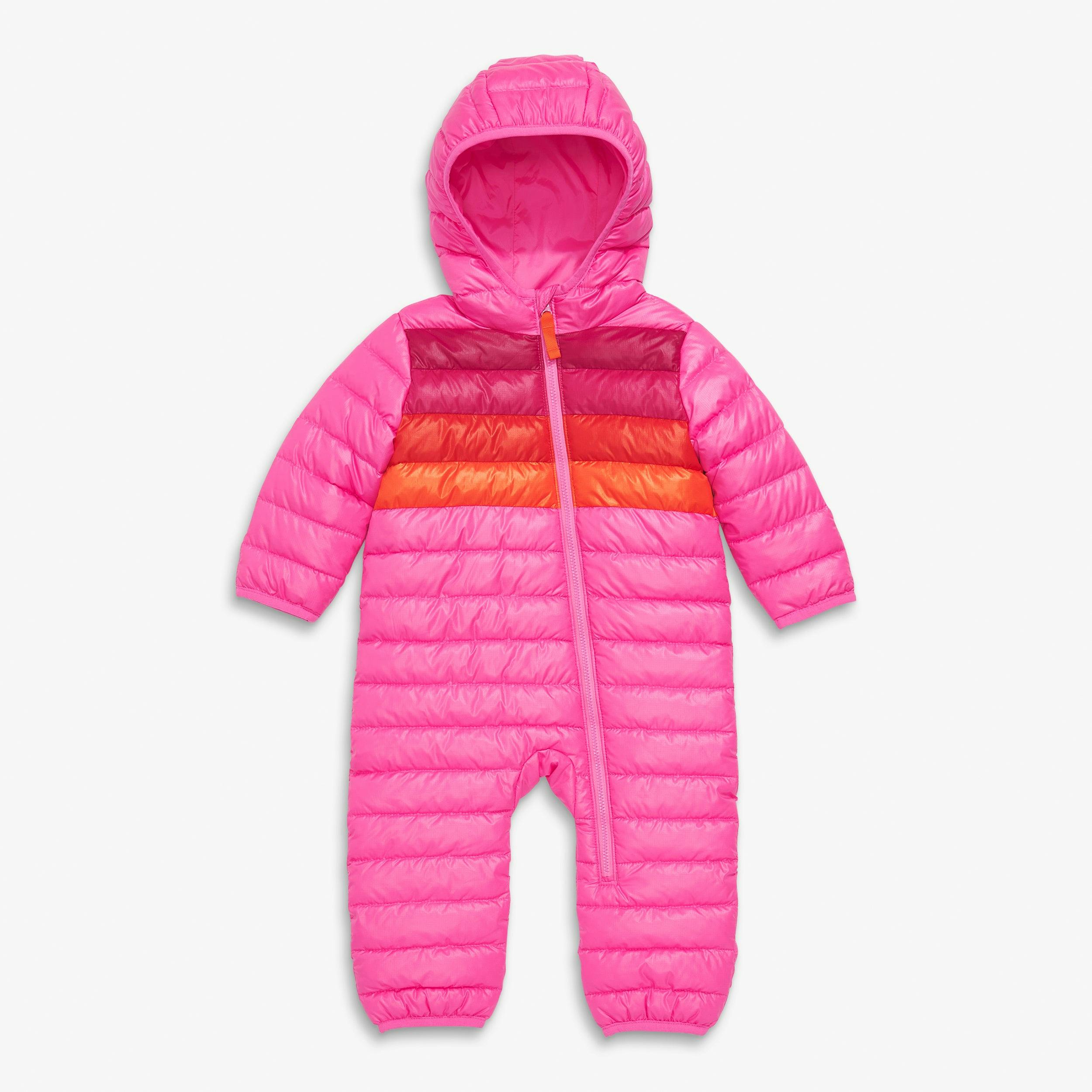 Baby lightweight puffer suit in stripe