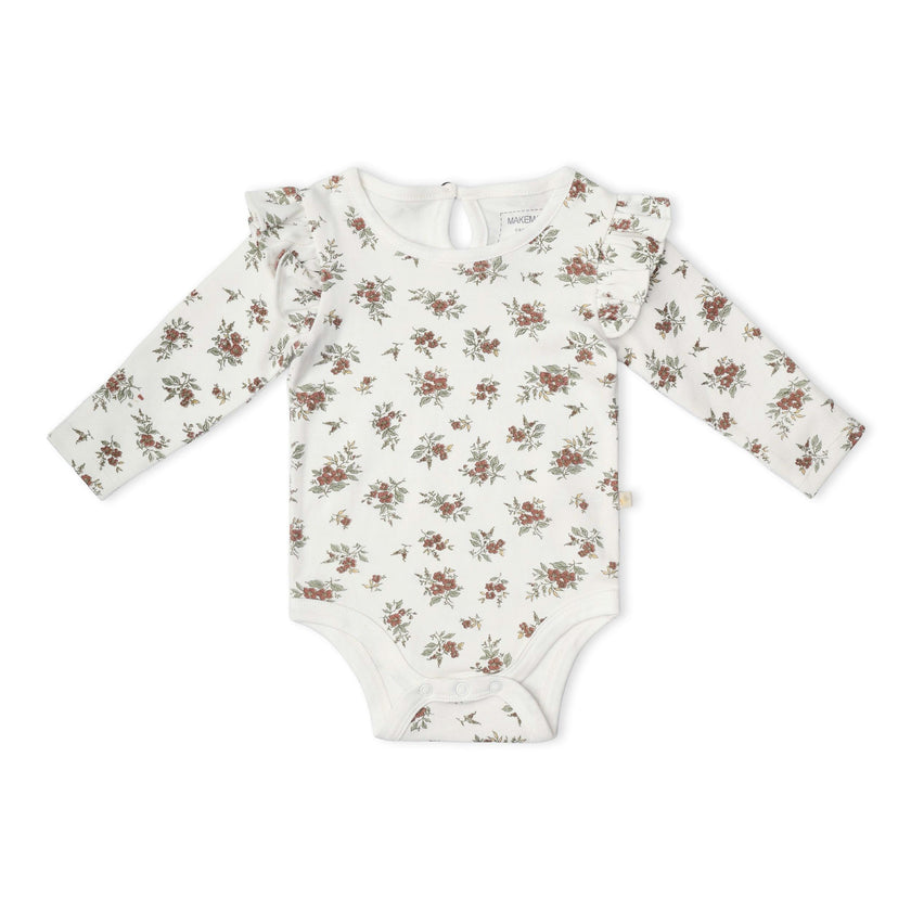 Organic Ruffle Bodysuit & Pants Set - Winter Berry
