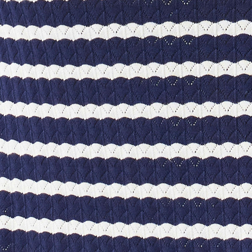Pointelle Knit Nursing Dress  Navy / White