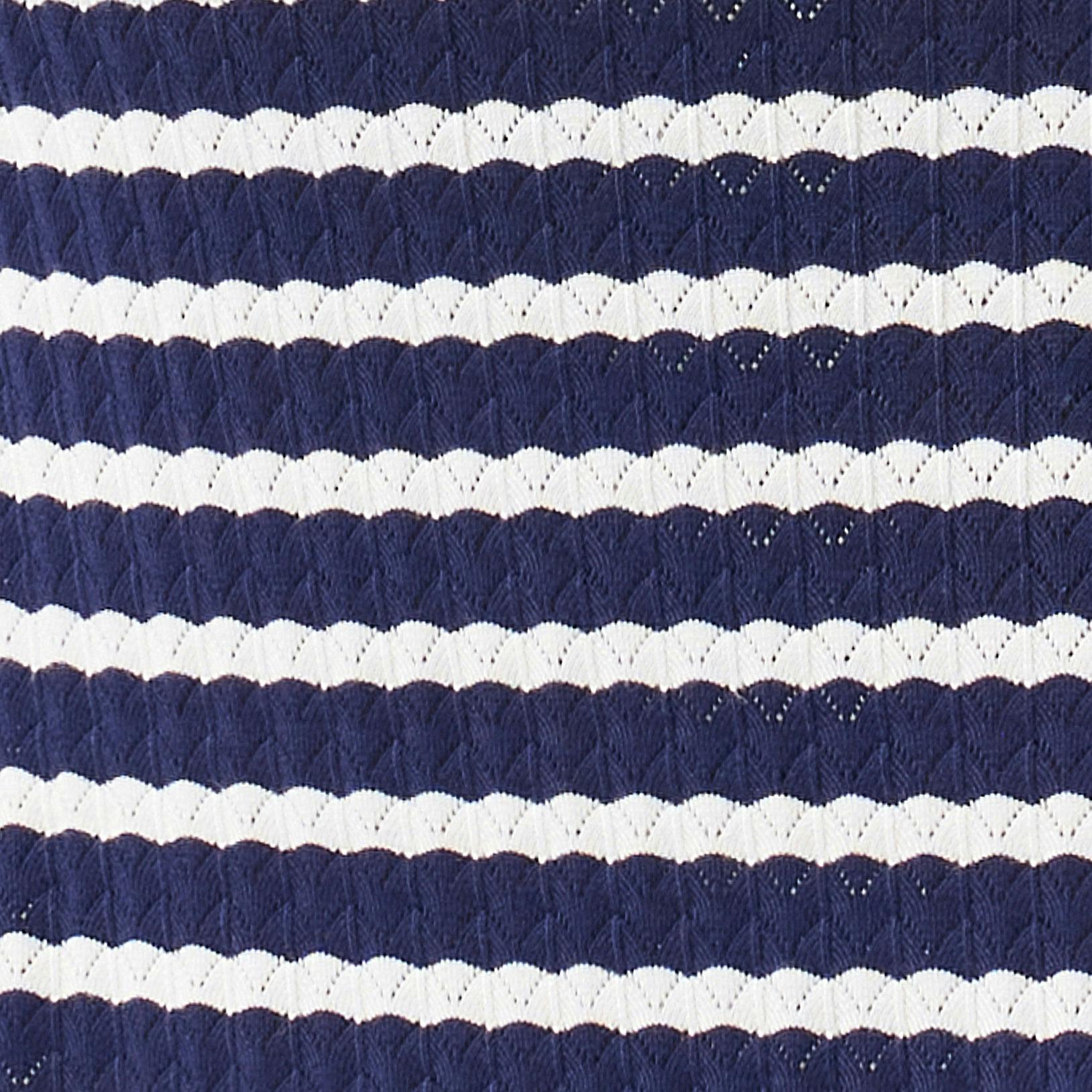 Pointelle Knit Nursing Dress  Navy / White
