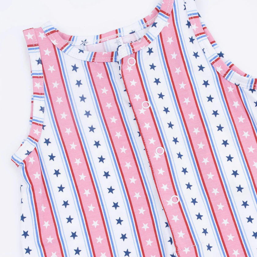 Stars and Stripes - Sleeveless Shortie Romper