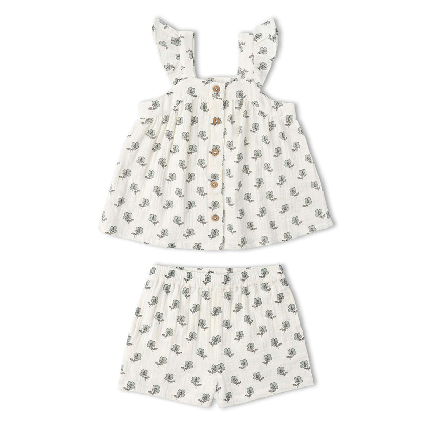 Organic Flutter Top & Shorts Set - Poppy