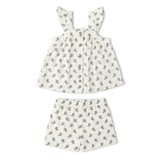 Organic Flutter Top & Shorts Set - Poppy