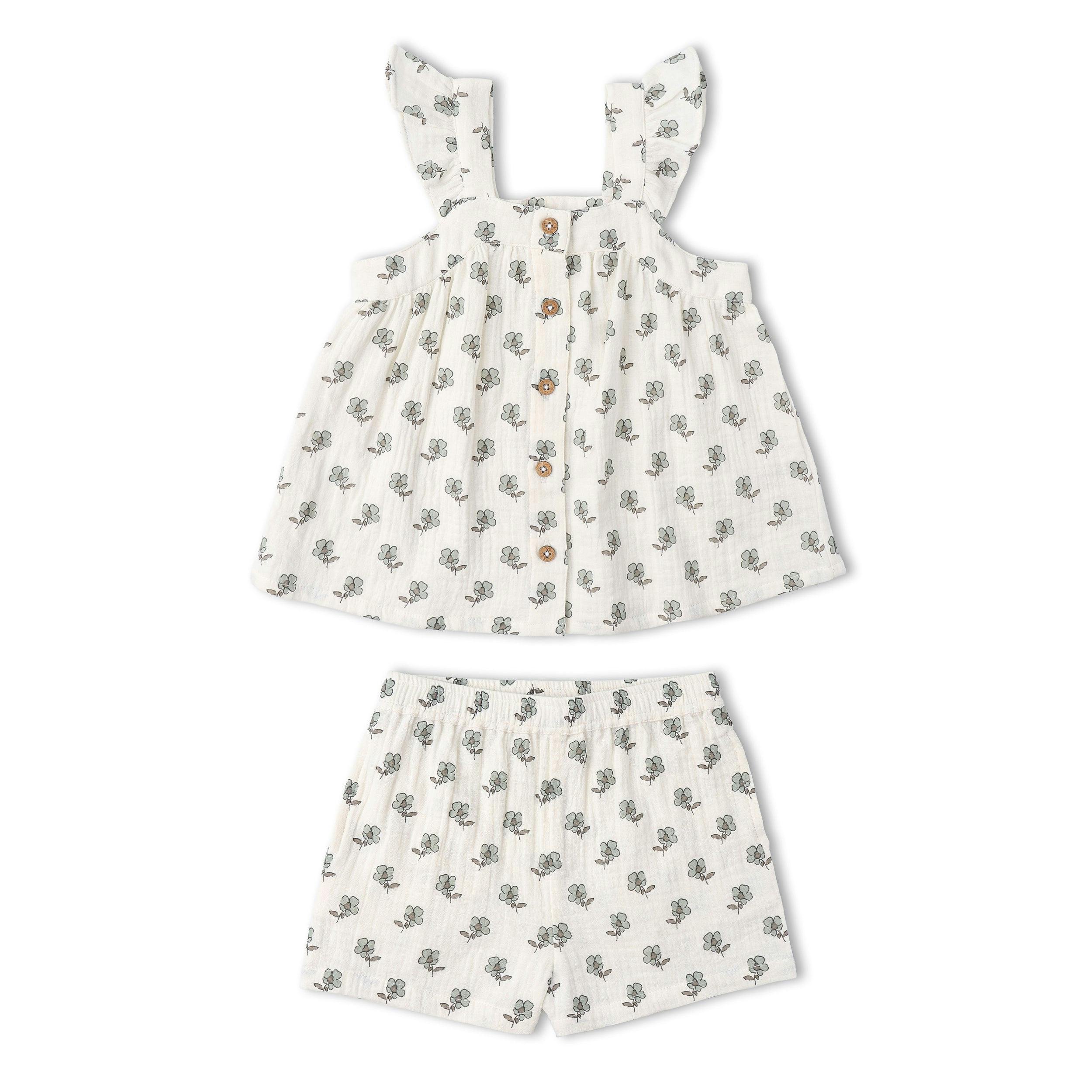 Organic Flutter Top & Shorts Set - Poppy