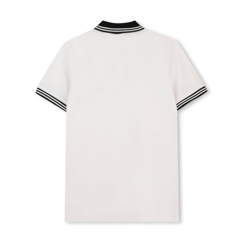 White Contrast Collar Polo