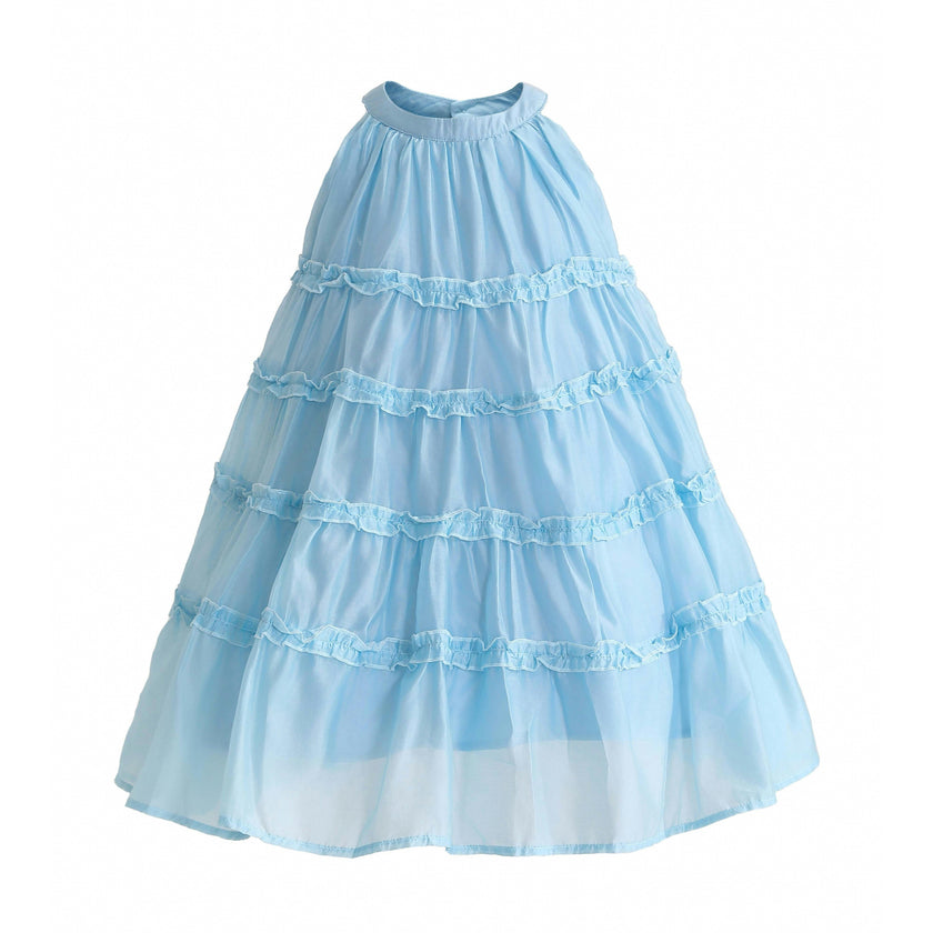 Blue Seralyn Tiered Ruffle Dress