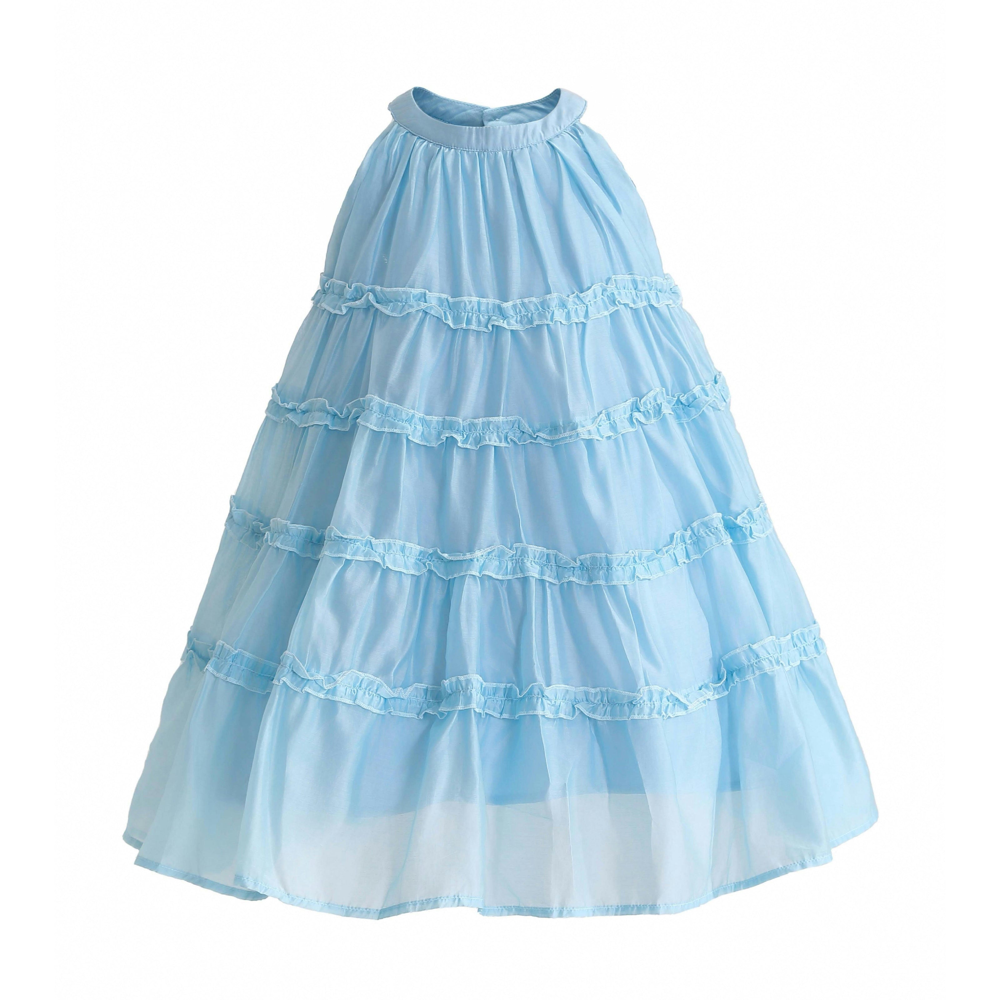Blue Seralyn Tiered Ruffle Dress