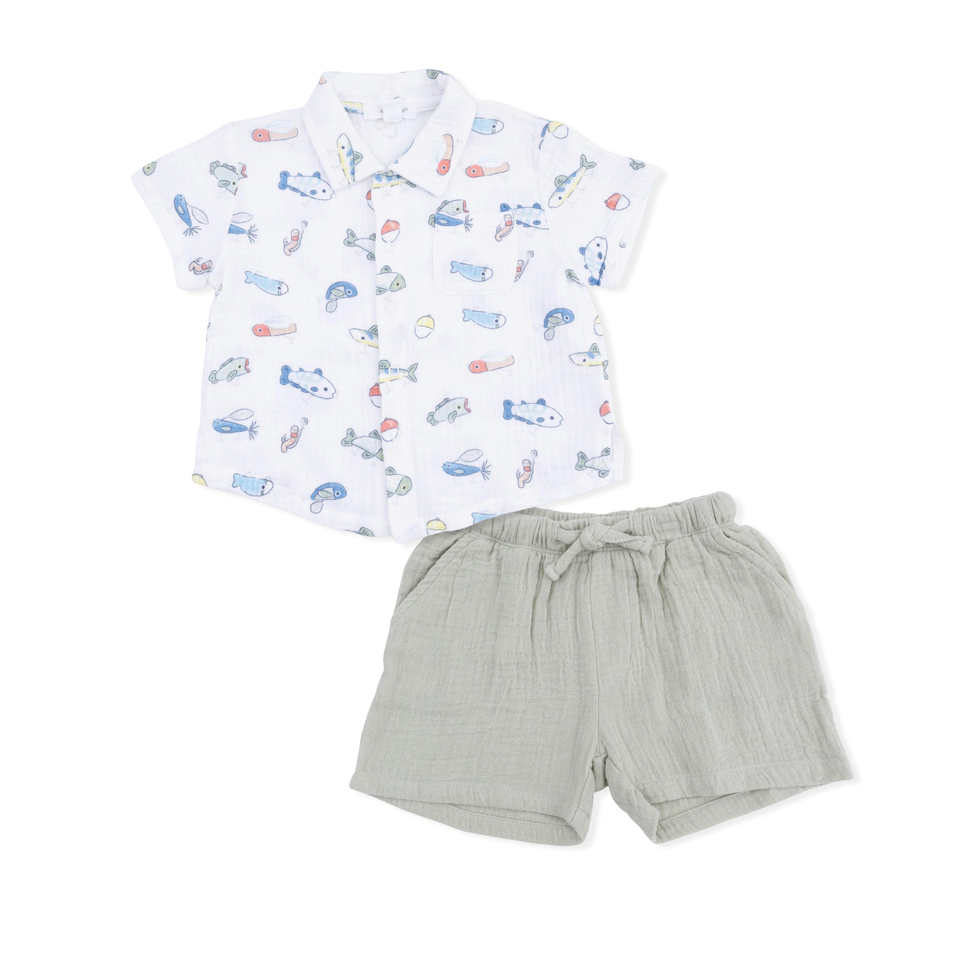 Fishing Lures - Polo Button Up with Casual Short