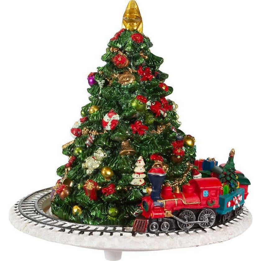 6-Inch Christmas Tree with Revolving Train Music Box