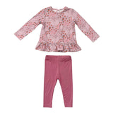 Girls Long Sleeve Peplum Set in Mini Lilac Cluster
