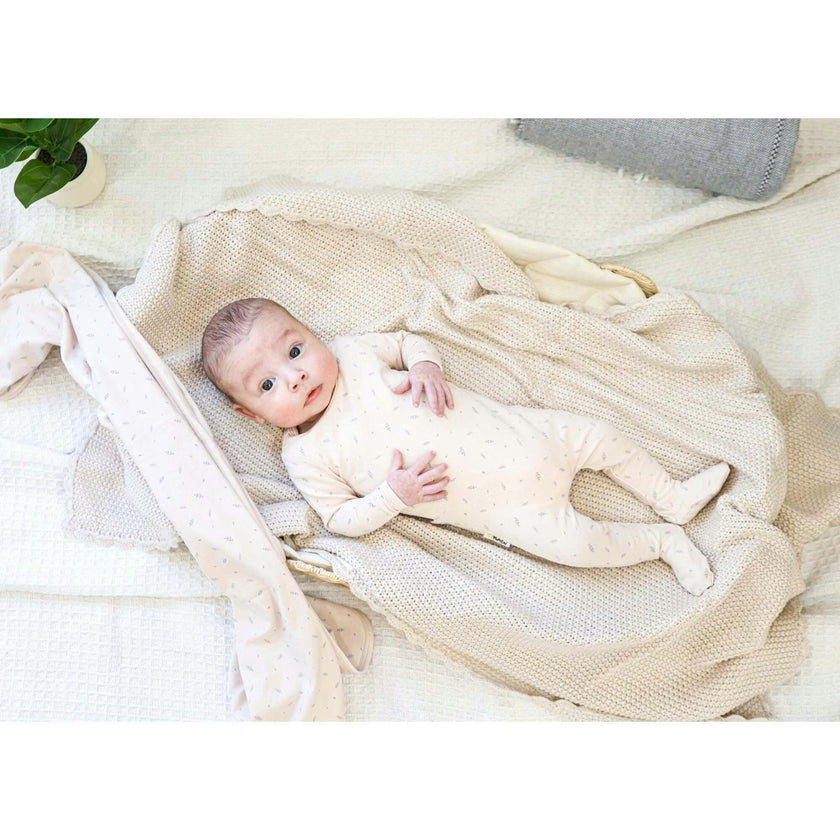 Elegant Leaves Footie and Beanie Set