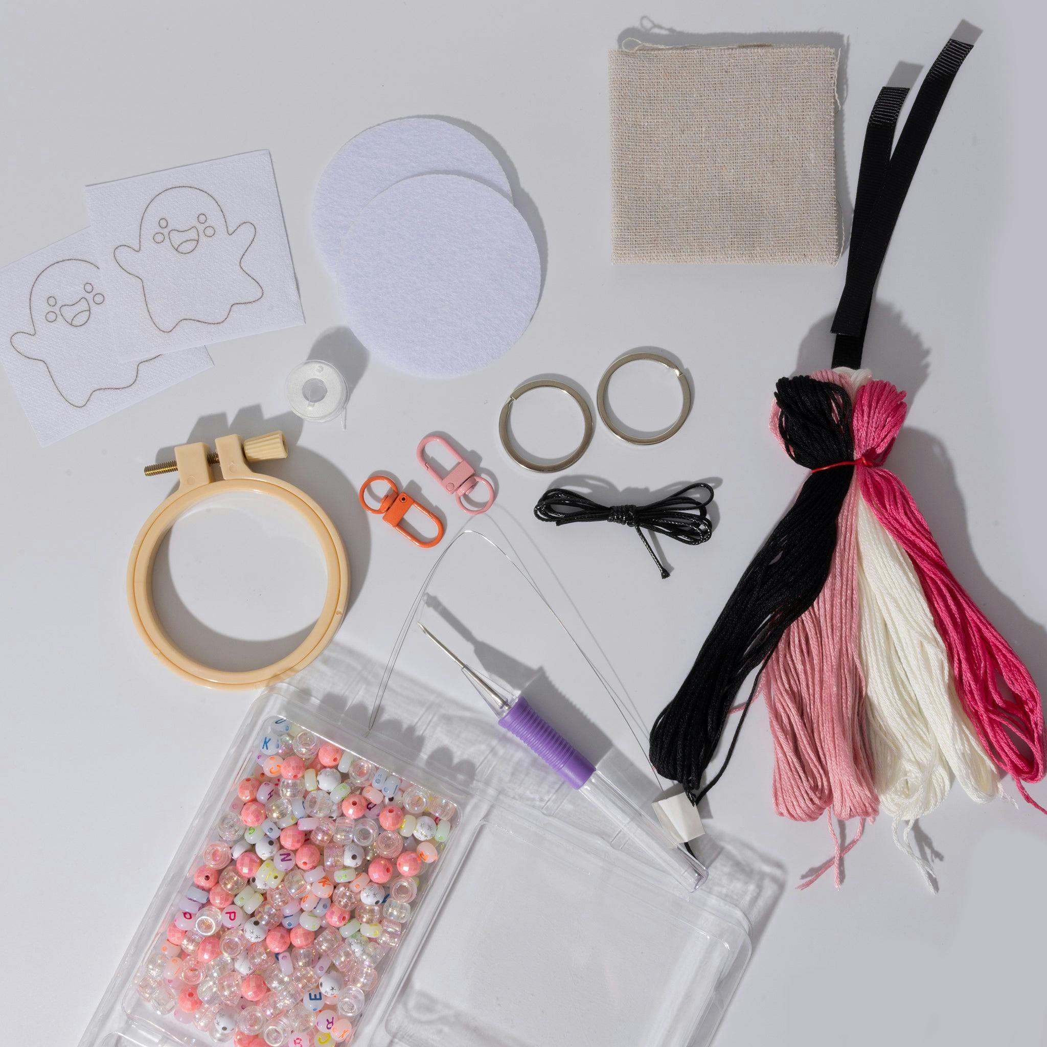 Halloween Ghost Punch Needle Keychain Kit