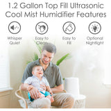 1.2 Gal. Cool Mist Top Fill Humidifier & Aroma Diffuser for Medium to Large Rooms
