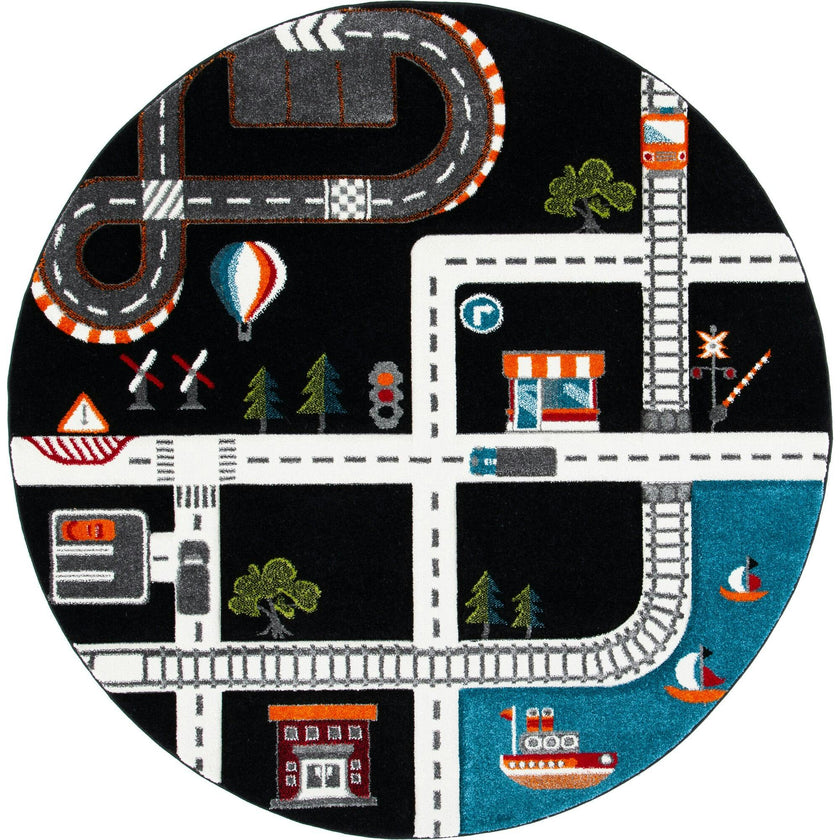 Carousel Kids Atlas Rug, Black