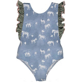 Jungle Zebras One-Piece Swimsuit, Green