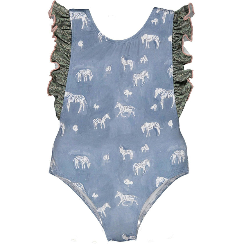 Jungle Zebras One-Piece Swimsuit, Green