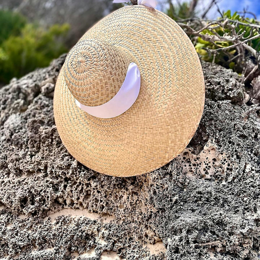 Geranium Sun Hat - Long Black Grosgrain Ribbon