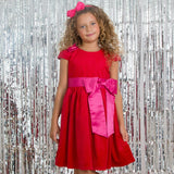 Rosie Velvet & Satin Bow Girls Party Dress