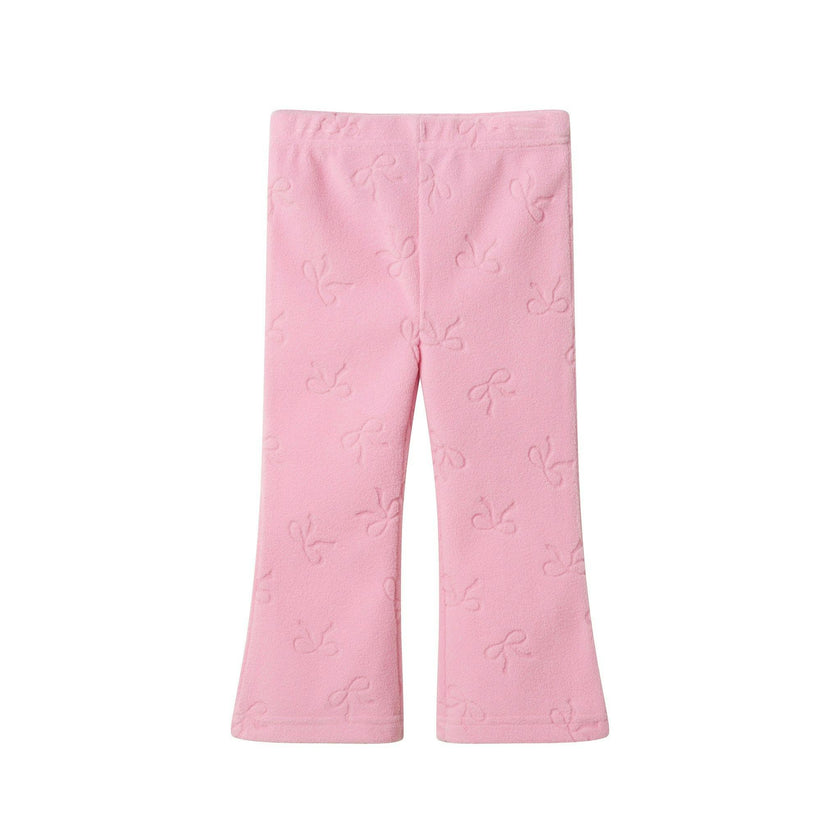 Plush Hoodie & Pant Set | Pink Bow Burnout