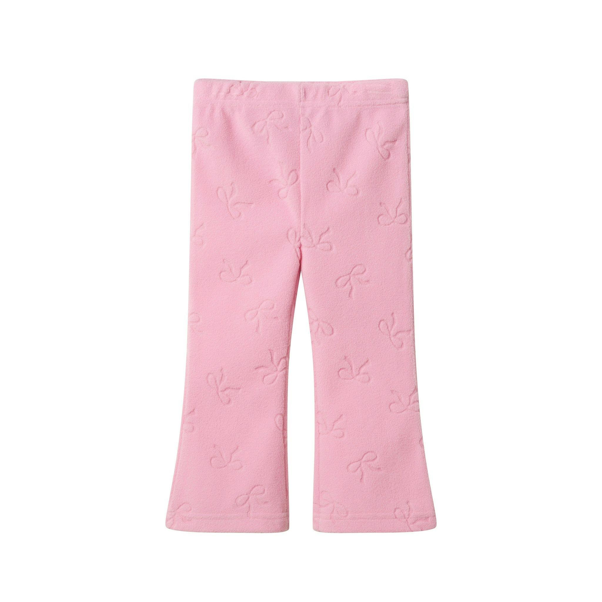 Plush Hoodie & Pant Set | Pink Bow Burnout
