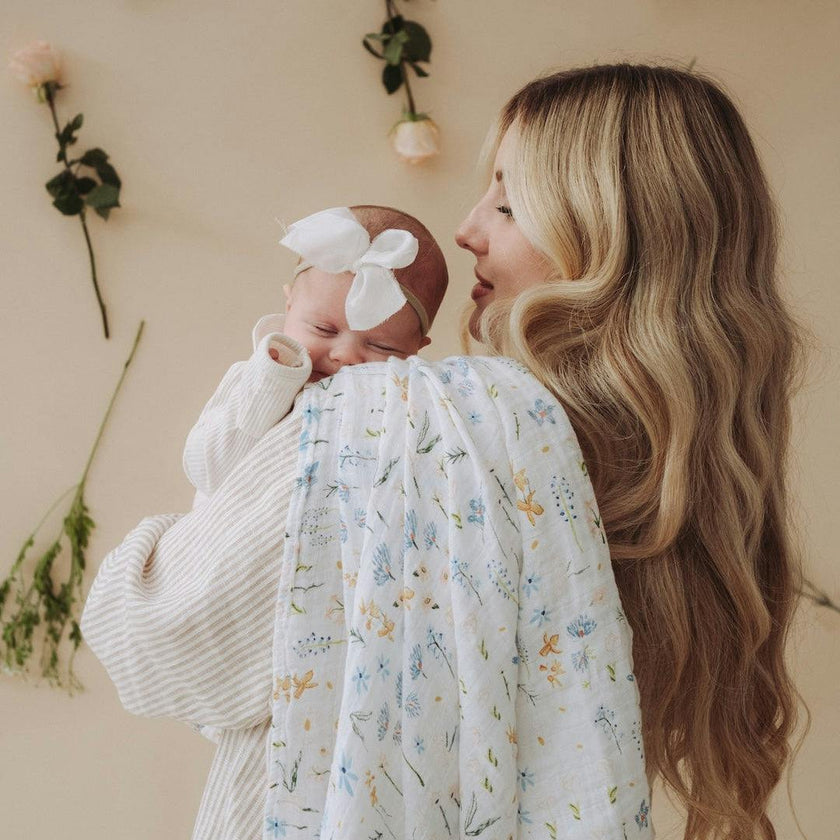 Cotton Muslin Swaddle Blanket - Pastel Petals