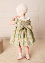 Charlotte Floral Hand Smocked Embroidered Collar Short Sleeve Dress With Bloomers in Green (6mths-3yrs)