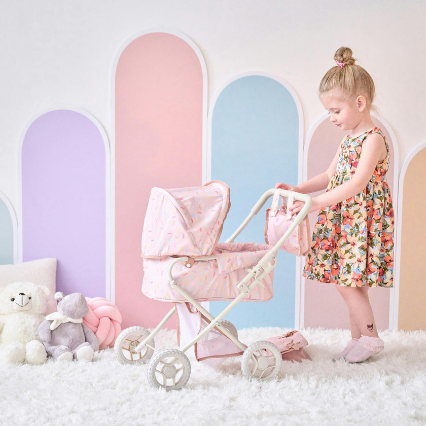 Olivia's Little World Confetti Doll Classic Stroller with Removable Bassinet