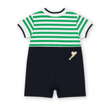 Stripe Knit Shortall With Baseball Field