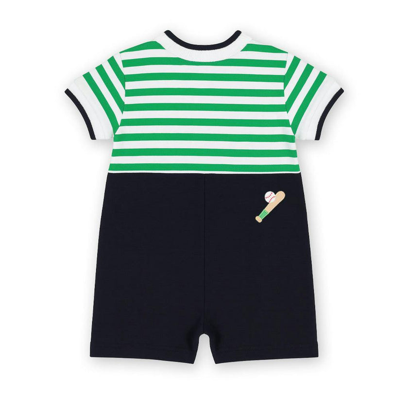 Stripe Knit Shortall With Baseball Field