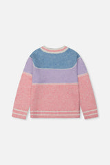 Sweater With Ski Jacquard Light Blue And Light Pink