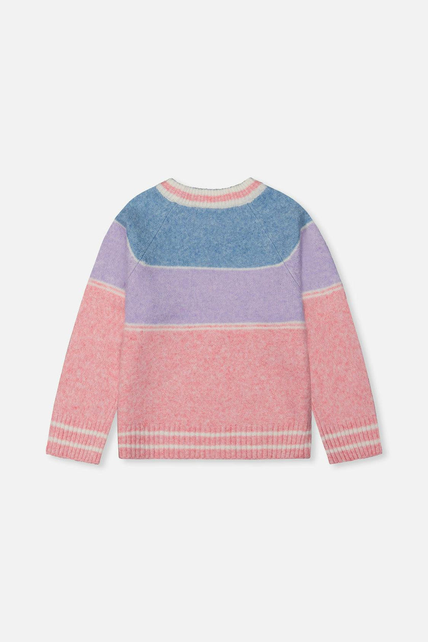 Sweater With Ski Jacquard Light Blue And Light Pink