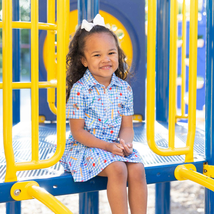 School Print Performance Knit Dress
