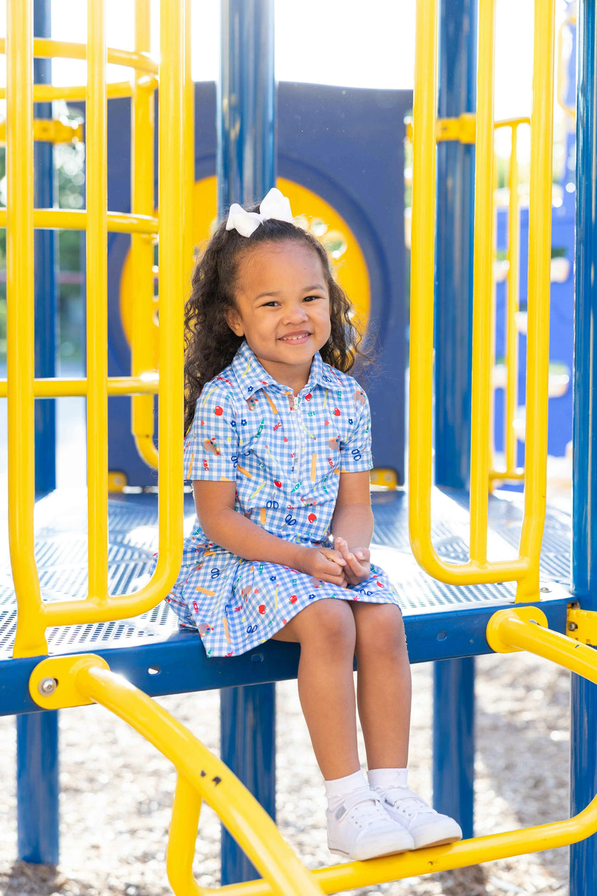 School Print Performance Knit Dress