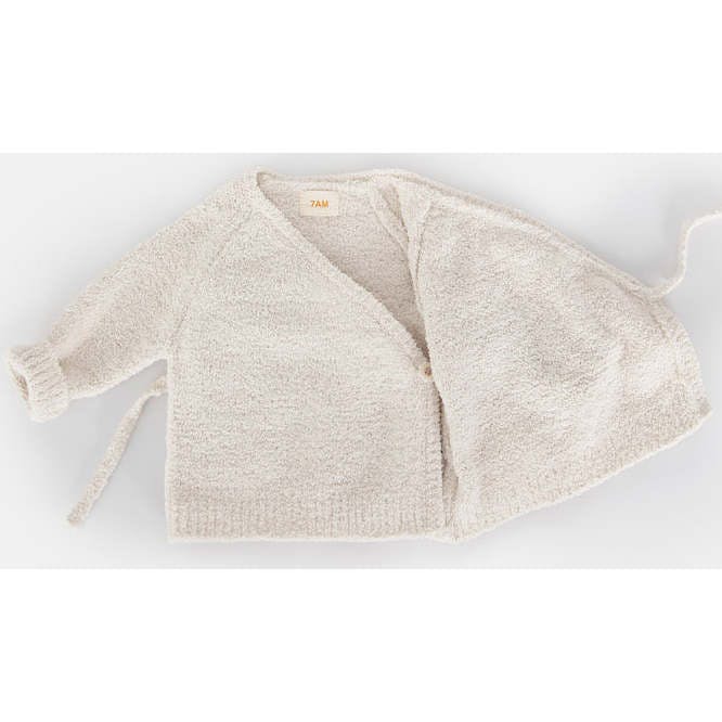 Fuzzy Ribbed Hem Long Sleeve Wrap Top