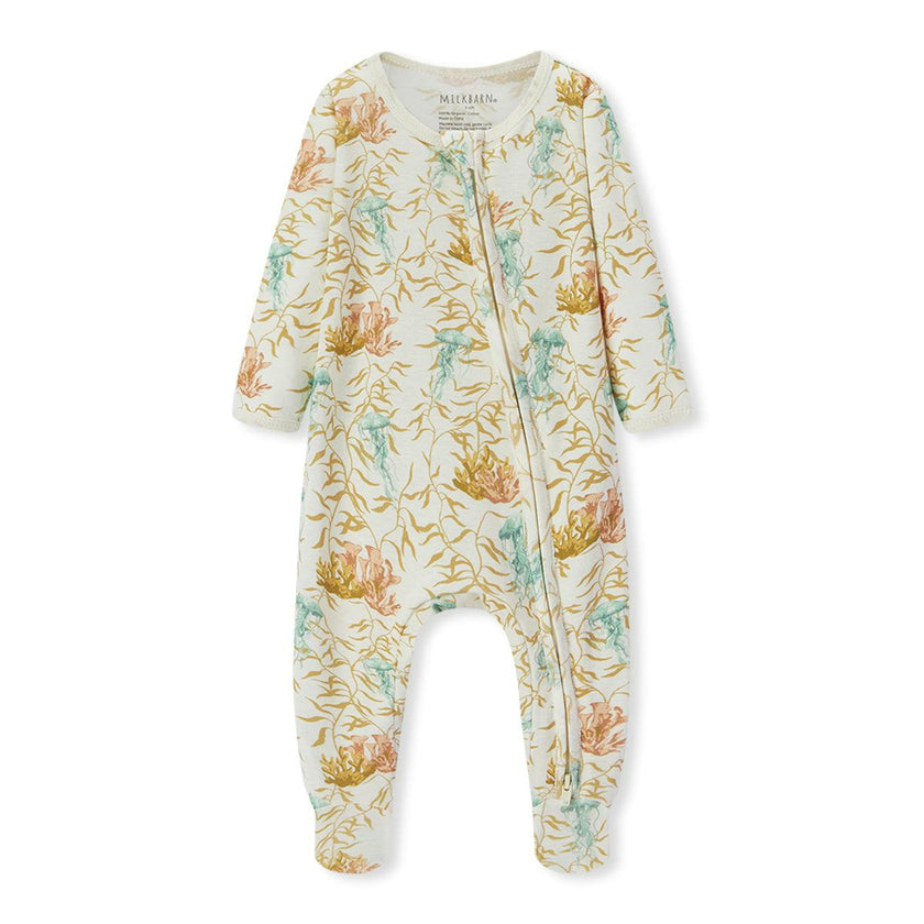 Under the Sea Organic Cotton Zipper Footed Romper