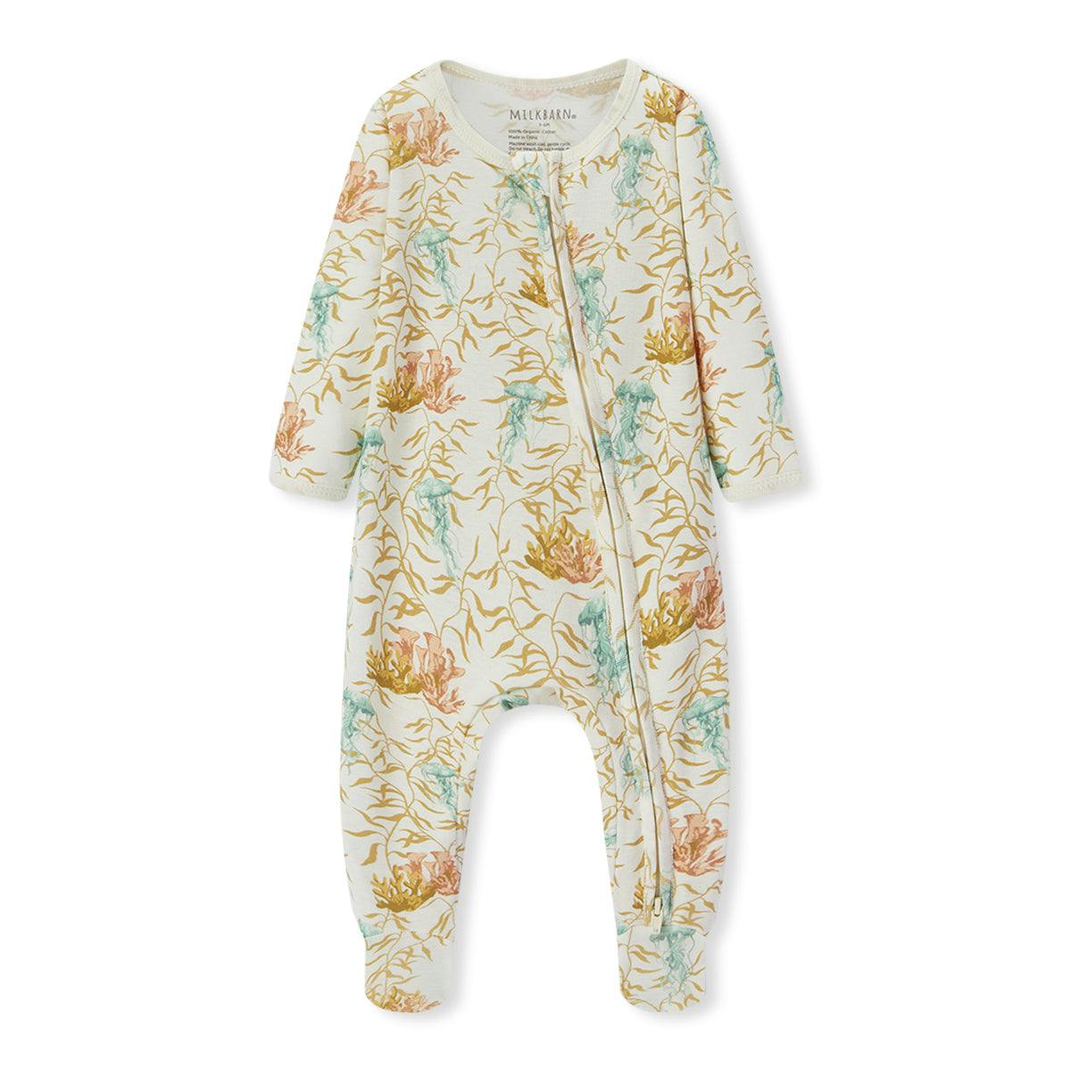 Under the Sea Organic Cotton Zipper Footed Romper