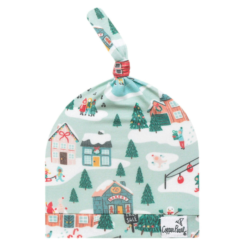 Top Knot Hat - Snowy Slopes