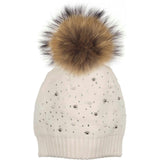 Pearl Studded Wool Hat With A Genuine Fur Pom (TikTok)