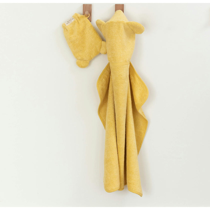 Hooded Towel + Wash Mitt Set Sunshine