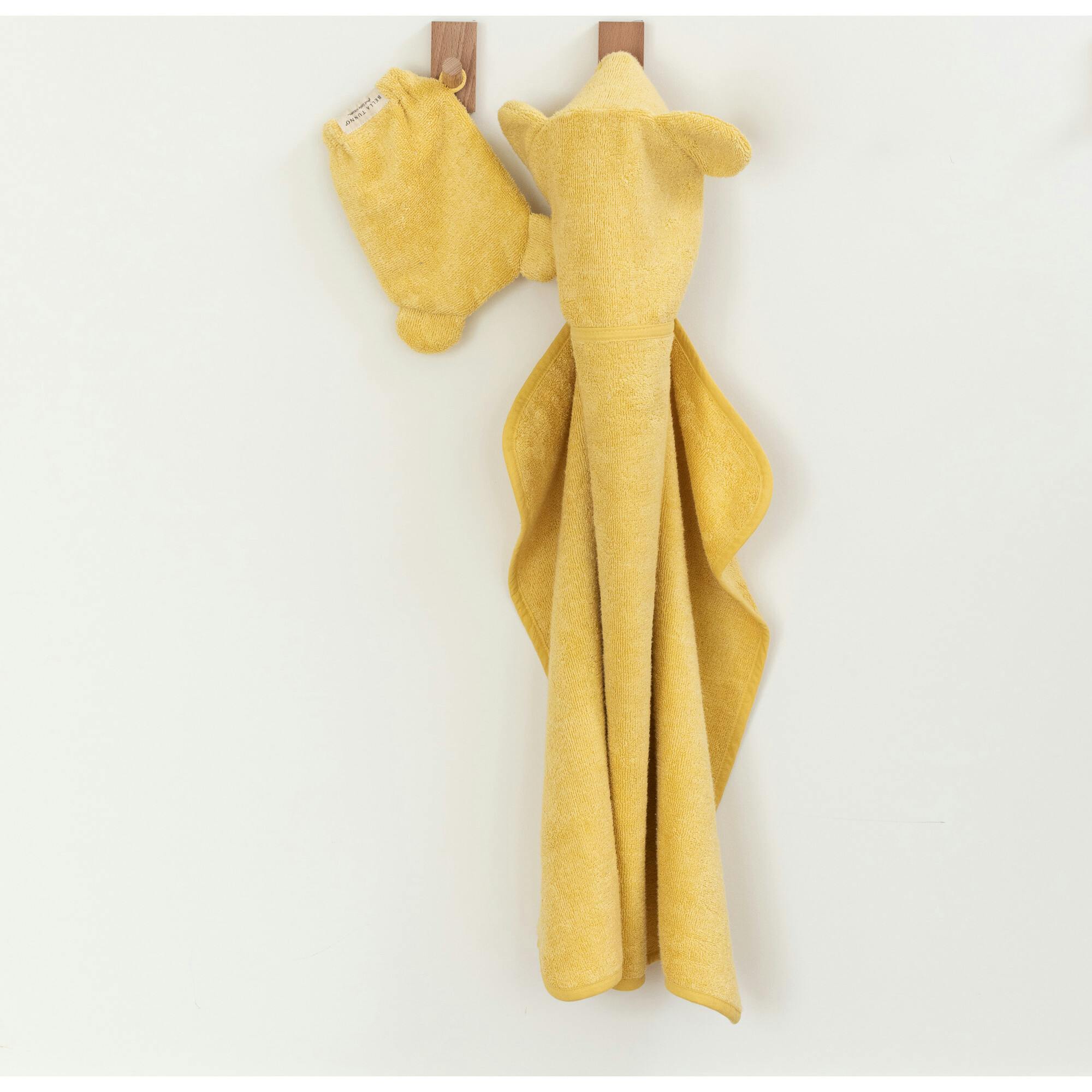 Hooded Towel + Wash Mitt Set Sunshine