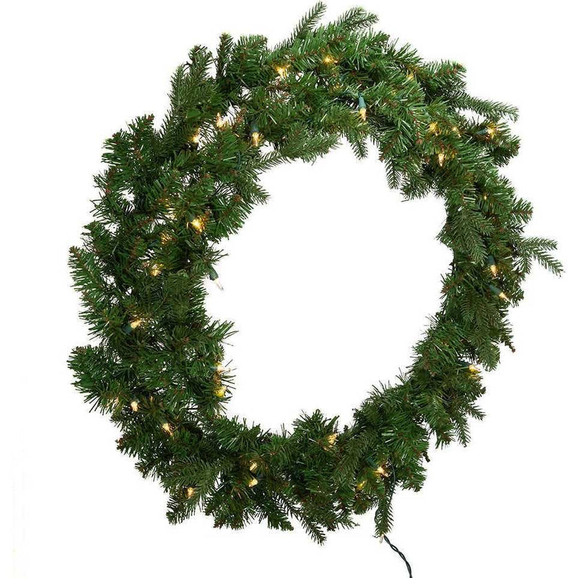 30-Inch Pre-Lit Clear Jackson Pine Wreath