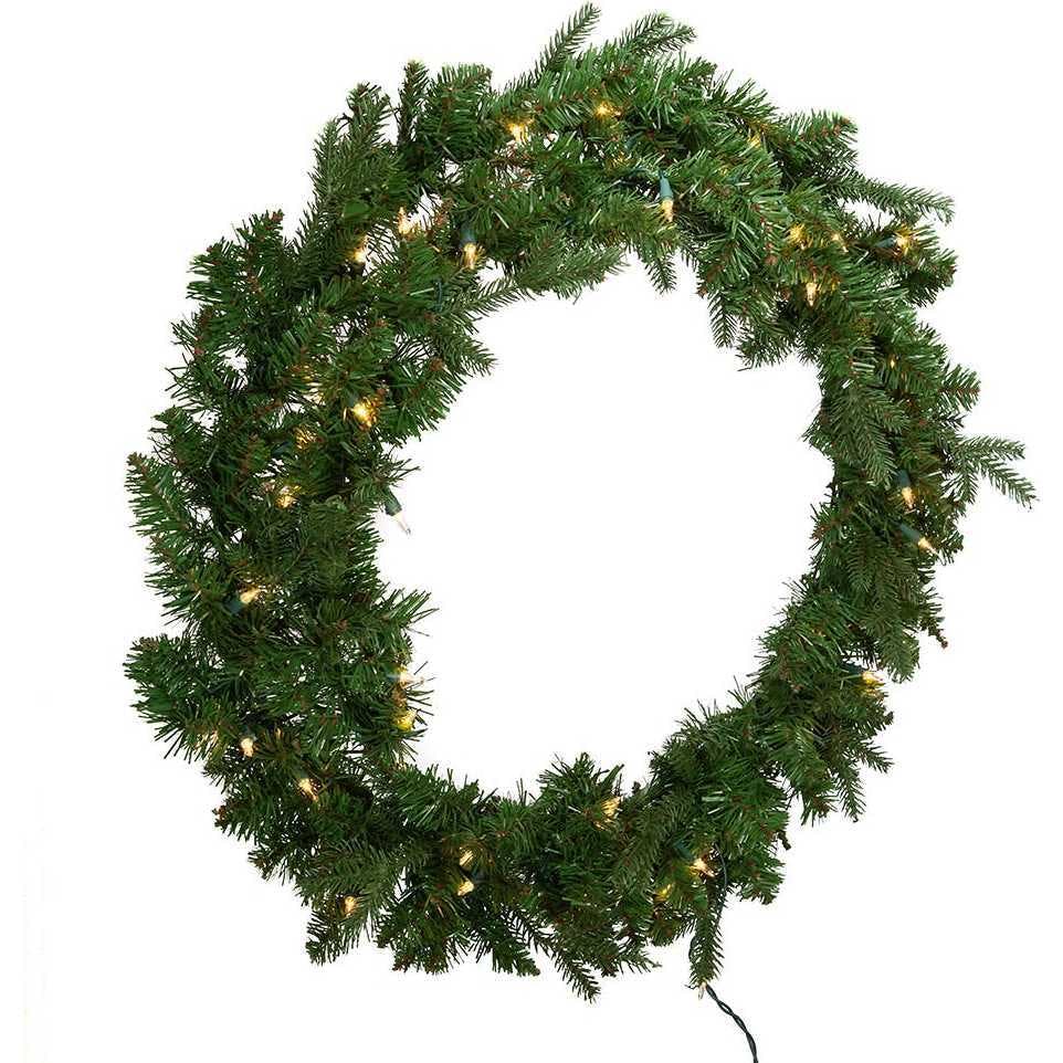 30-Inch Pre-Lit Clear Jackson Pine Wreath