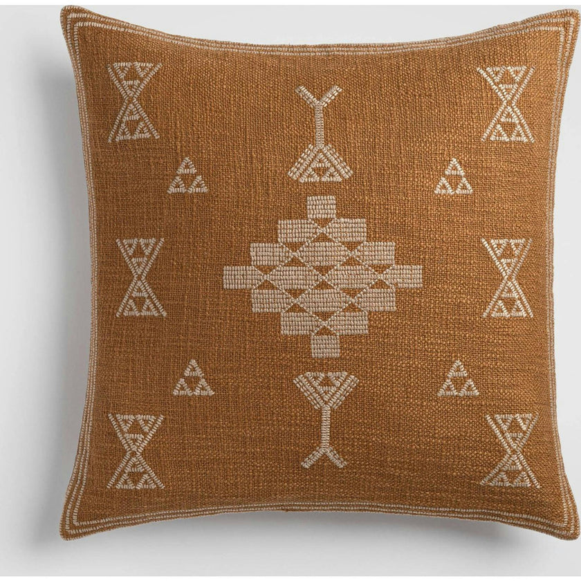 Tribal Sun Gold & Ivory Geometric Throw Pillow