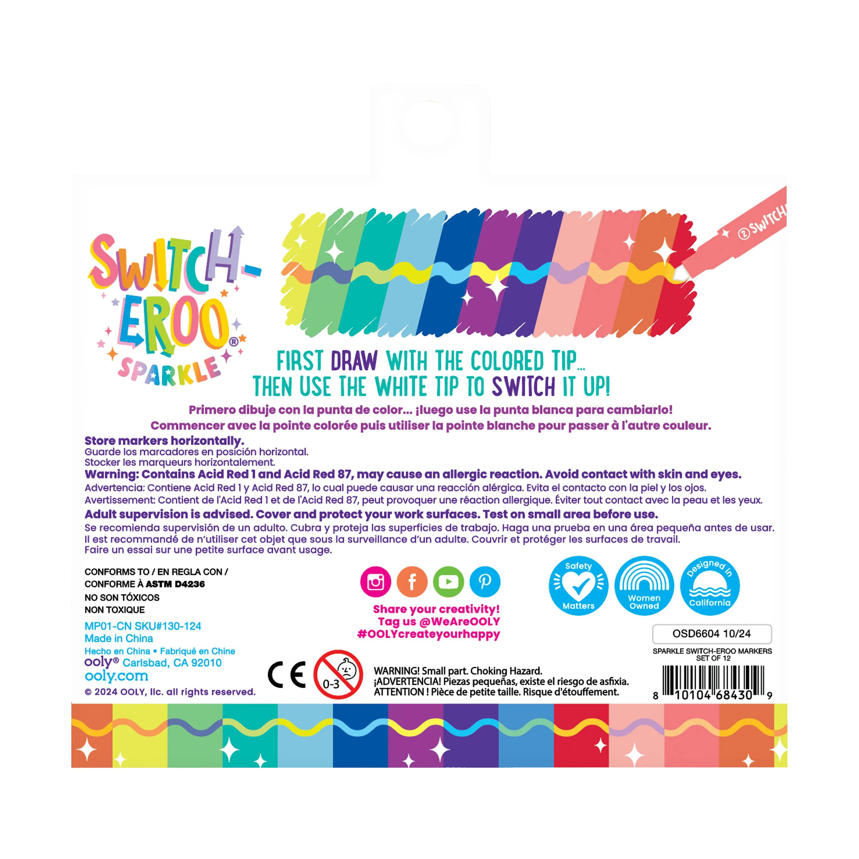 Switch-Eroo Sparkle Glittery Color Changing Markers - Set of 12