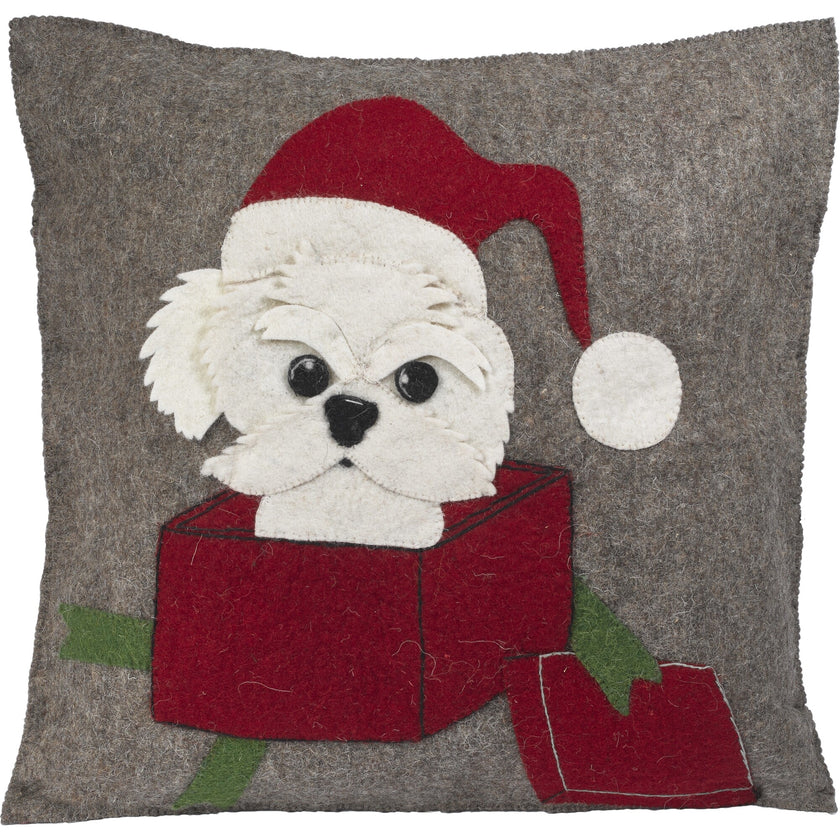 Hand Felted Wool Christmas Pillow - in Box - 20"