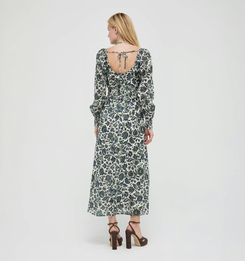 The Eugenia Nap Dress -  Jacobean Bloom Blue/Green