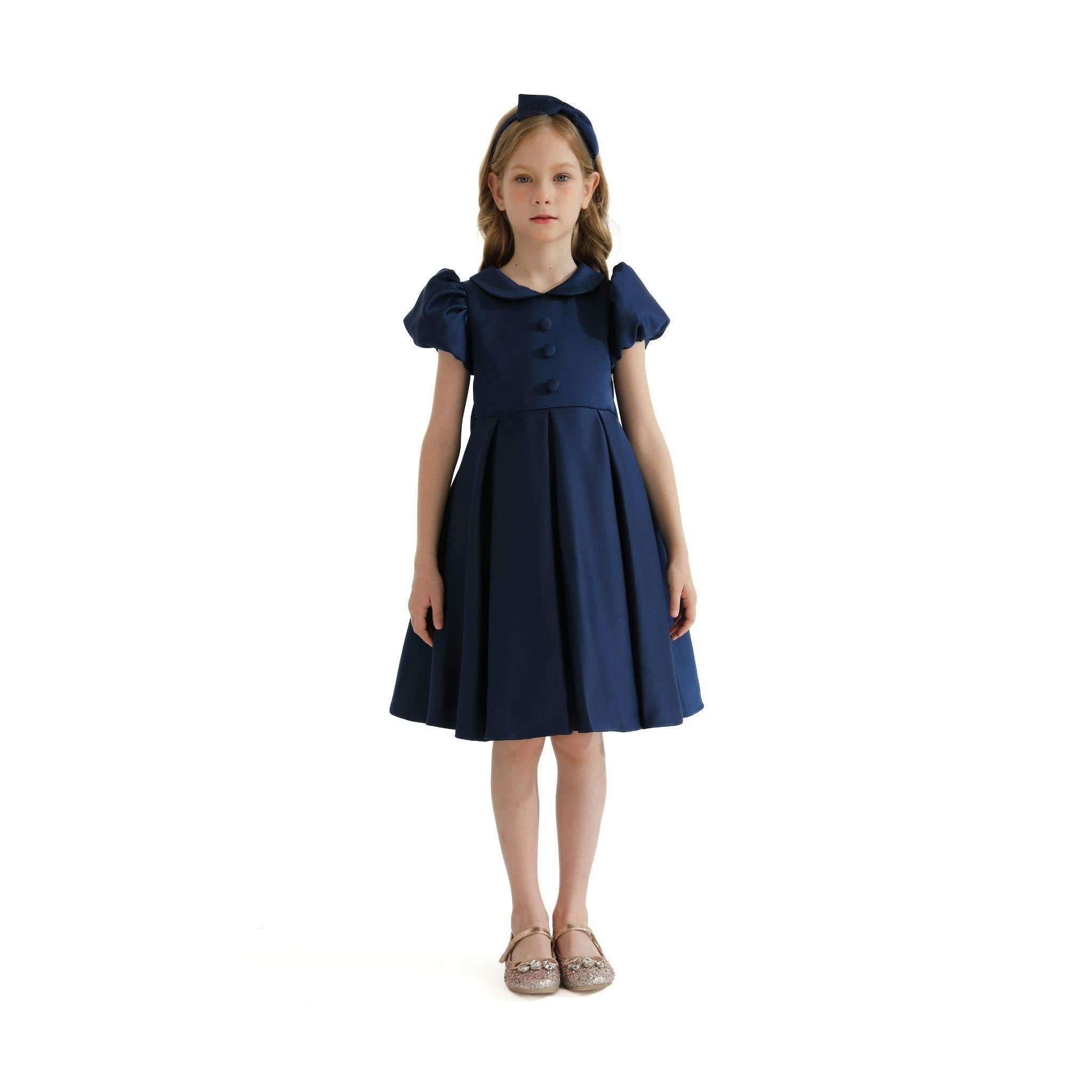 Navy Barrymore Teacup Button Dress